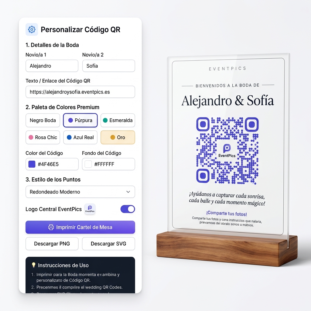 Generador de códigos QR para bodas - EventPics